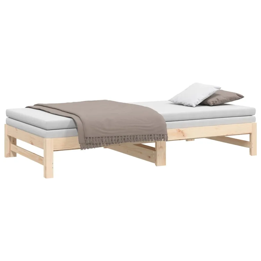 Lit coulissant sans matelas 2x(90x200) cm Bois de pin massif - 6
