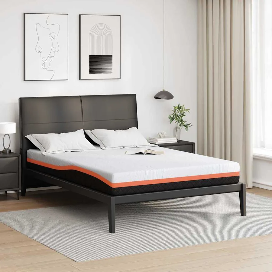 Matelas Blanc et Noir 140 x 190 cm Tissu jacquard