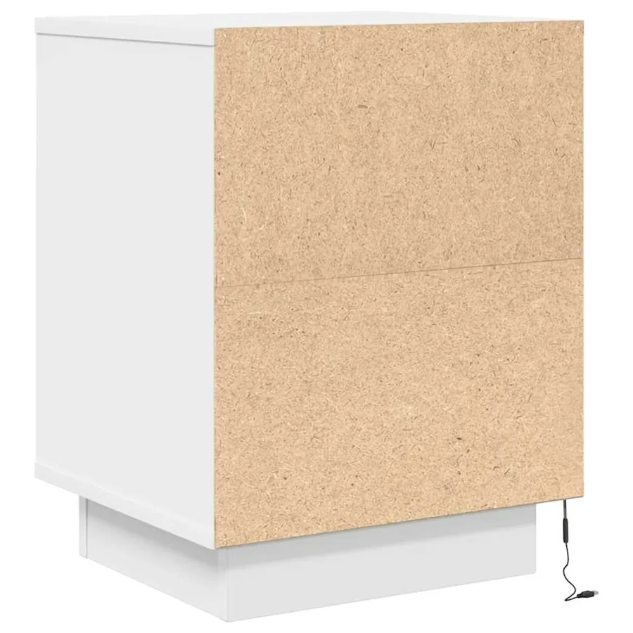 Tables de chevet avec lumières LED 2 pcs blanc 38x34x50 cm - 11