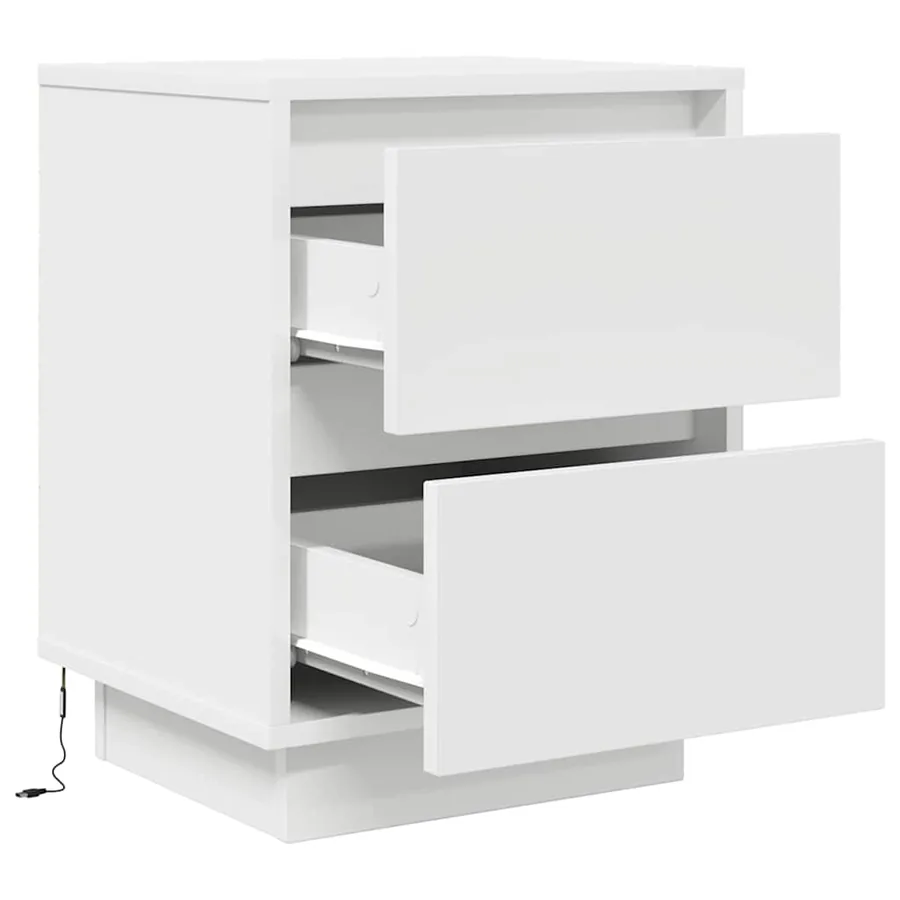 Tables de chevet avec lumières LED 2 pcs blanc 38x34x50 cm - 8
