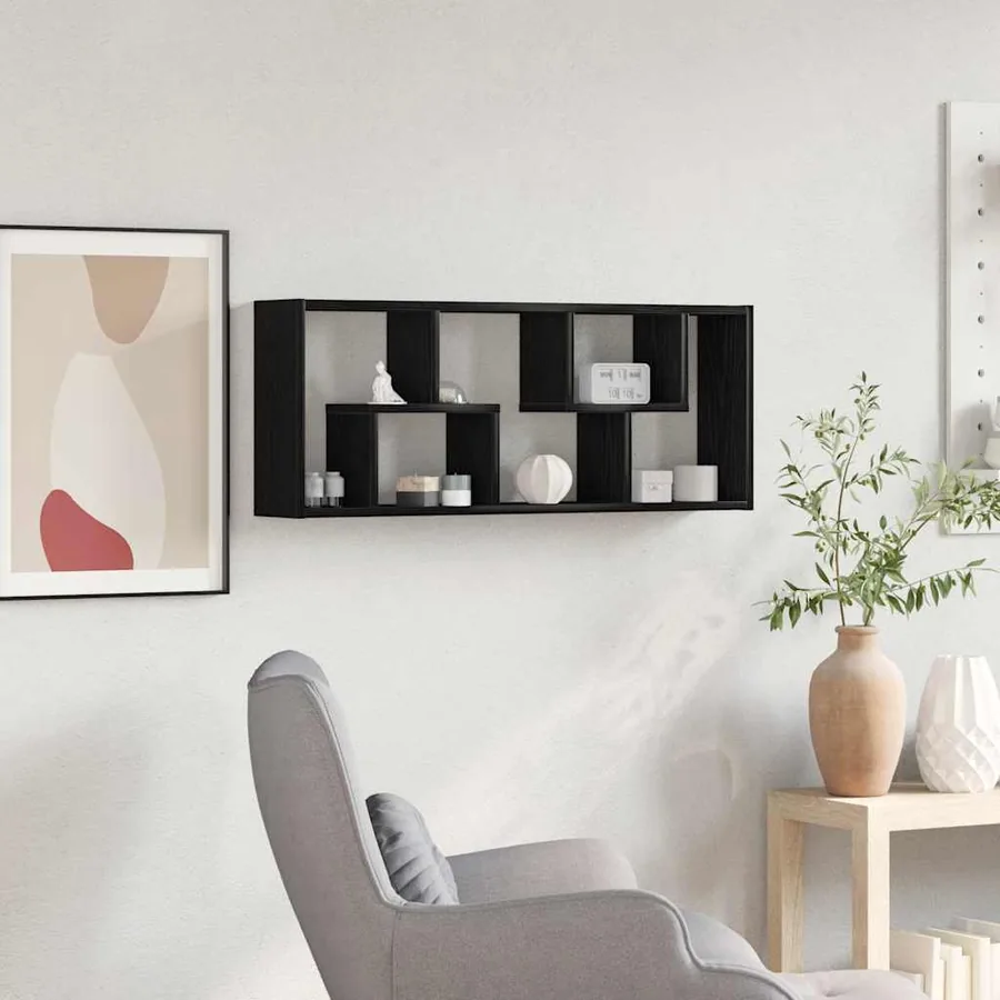 Étagère murale Chêne noir 36x16x90 cm Bois d'ingénierie - 3