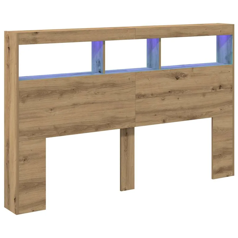 Armoire tête de lit avec LED chêne artisanal 160x17x102 cm - 3