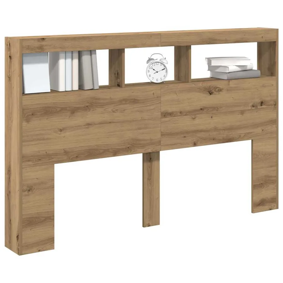 Armoire tête de lit avec LED chêne artisanal 160x17x102 cm - 5