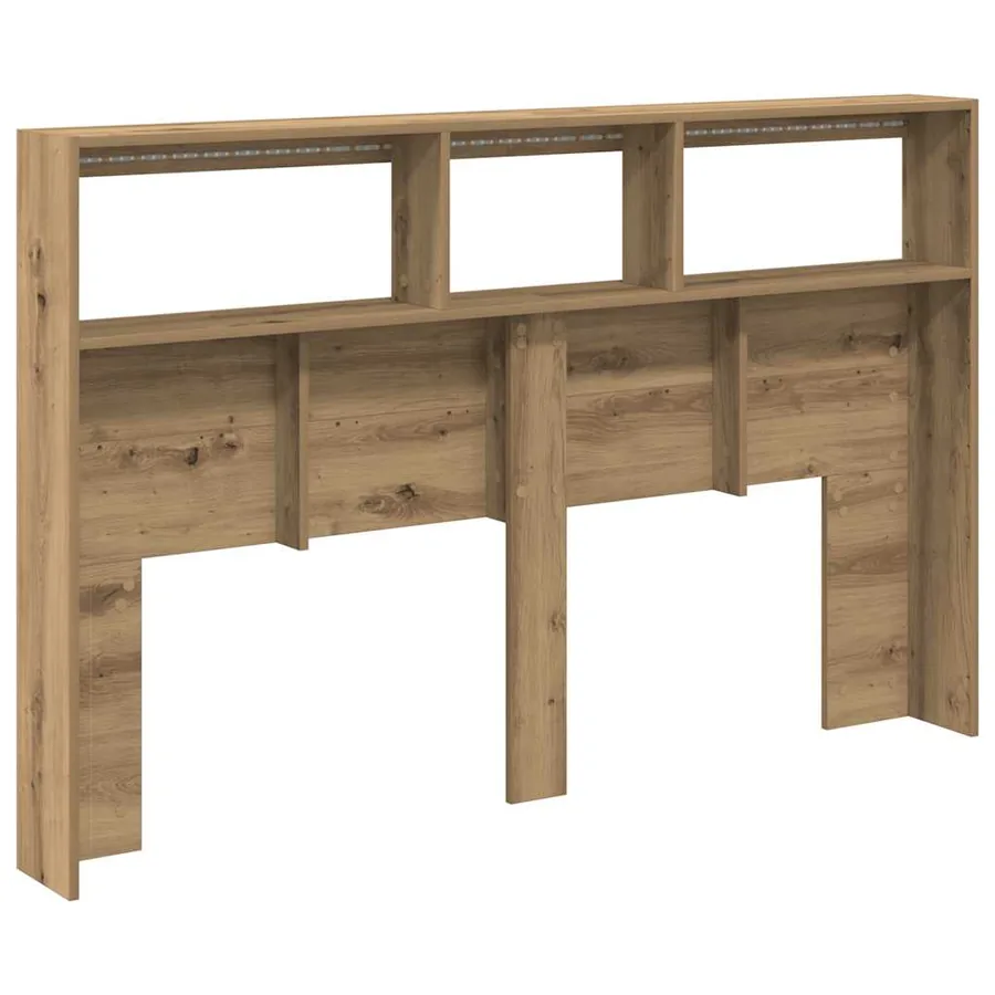 Armoire tête de lit avec LED chêne artisanal 160x17x102 cm - 9