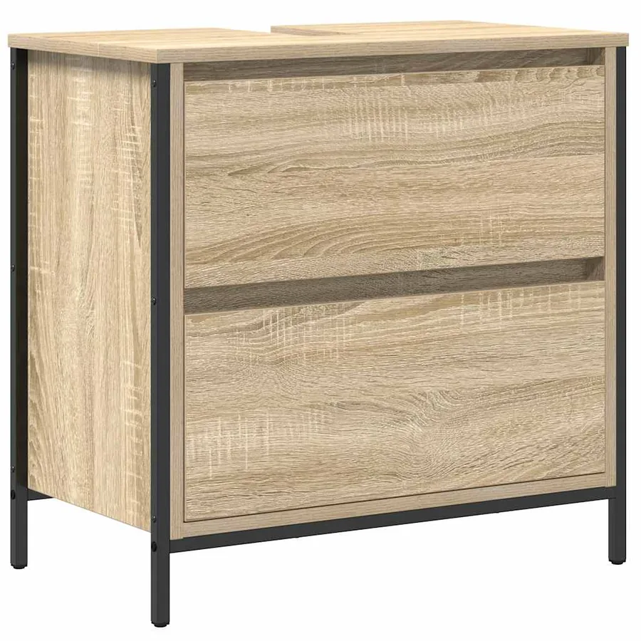 Ensemble de meubles de salle de bain 2 pcs en bois d'ingénierie chêne Sonoma - 5
