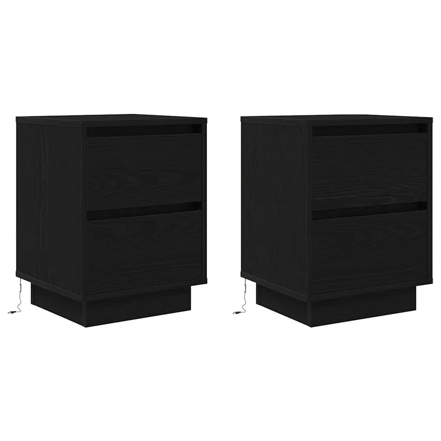Tables de chevet avec lumières LED 2 pcs noir 38x34x50 cm - 3