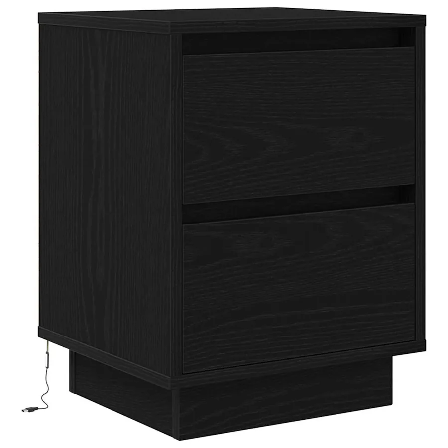 Tables de chevet avec lumières LED 2 pcs noir 38x34x50 cm - 7