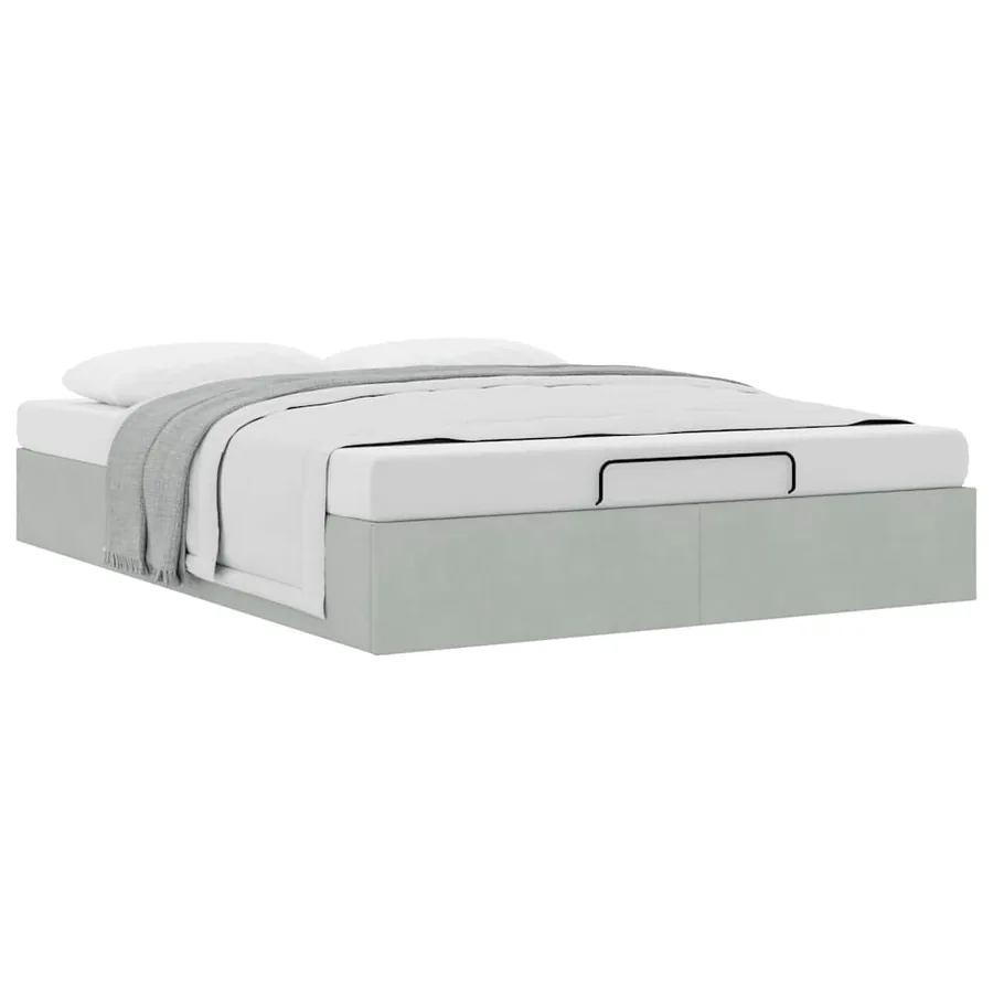 Cadre de lit ottoman sans matelas gris clair 140x190 cm velours - 5