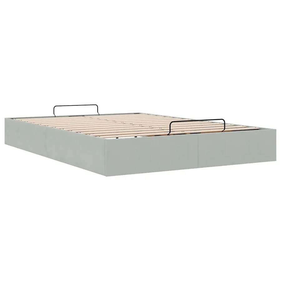 Cadre de lit ottoman sans matelas gris clair 140x190 cm velours - 6