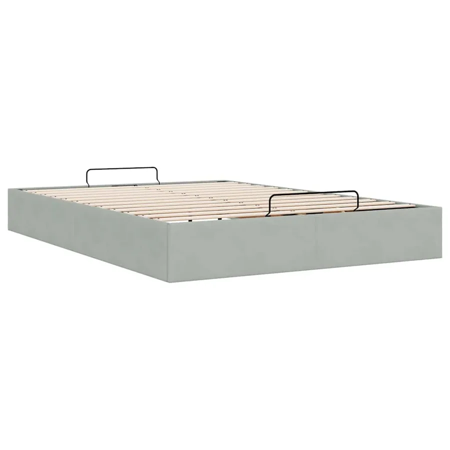 Cadre de lit ottoman sans matelas gris clair 140x190 cm velours - 9