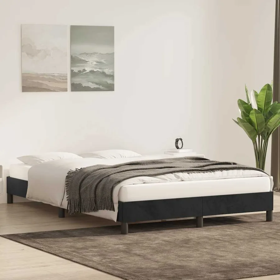 Cadre de lit sans matelas noir 140x220 cm velours - 3