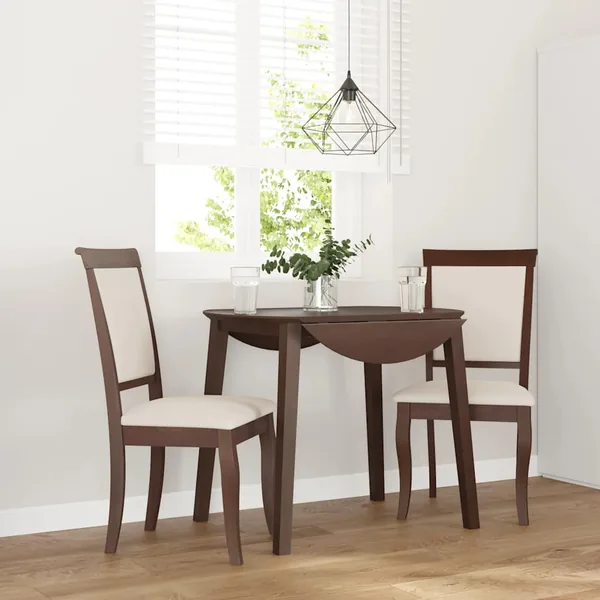 Chaises à manger coussins 2 pcs marron bois massif caoutchouc