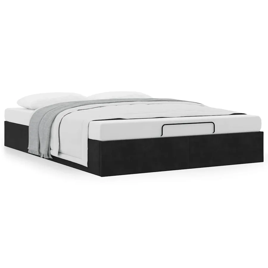 Cadre de lit ottoman sans matelas noir 140x190 cm velours - 4