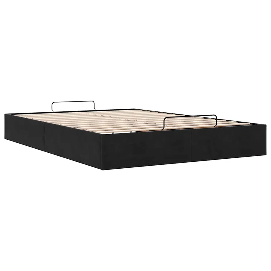 Cadre de lit ottoman sans matelas noir 140x190 cm velours - 6