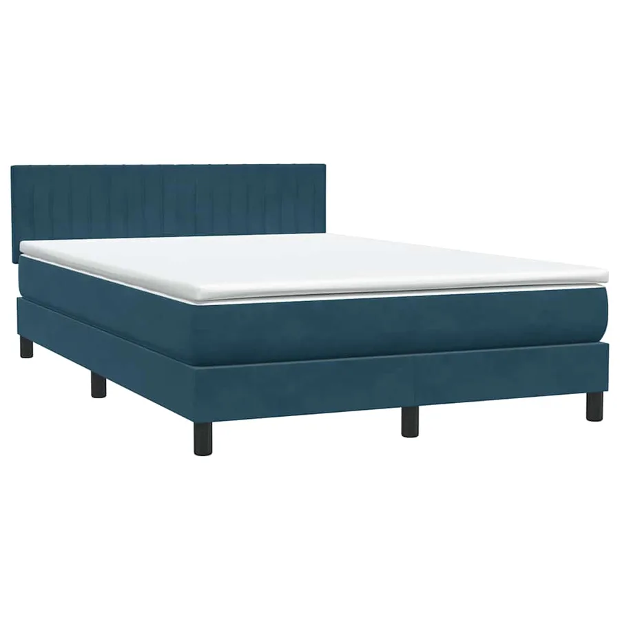 Sommier à lattes de lit et matelas et LED Bleu foncé 160x220cm Velours - 5
