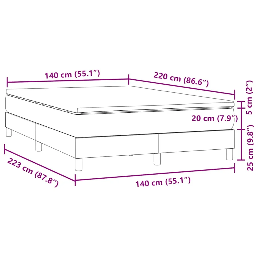 Sommier à lattes de lit avec matelas rose 140x220 cm velours - 11