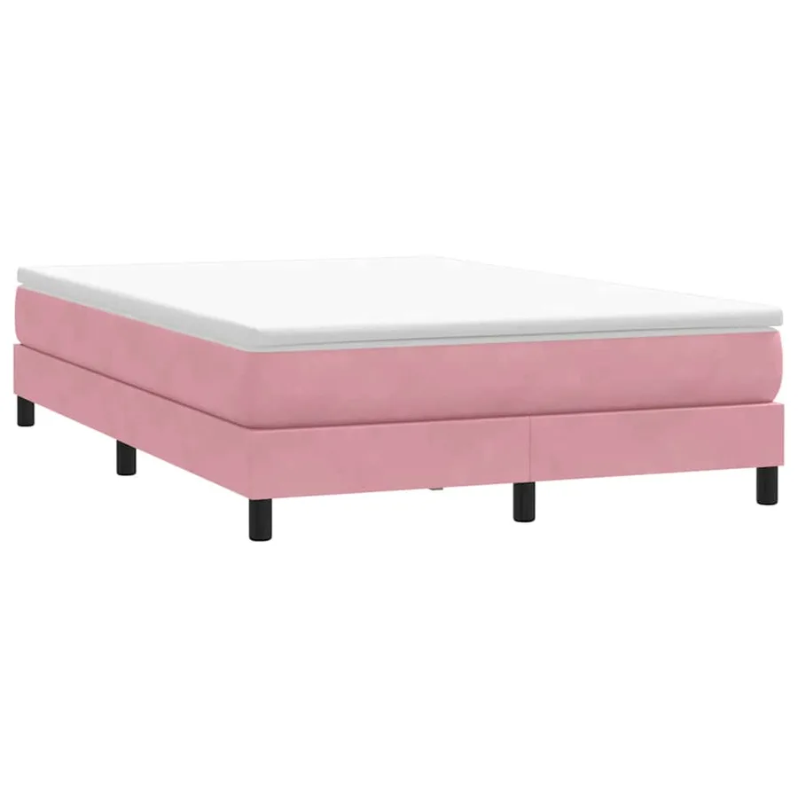 Sommier à lattes de lit avec matelas rose 140x220 cm velours - 5