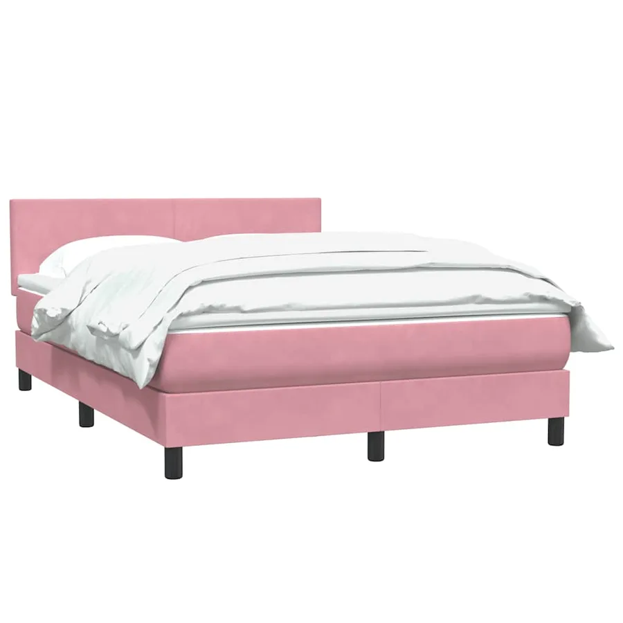 Sommier à lattes de lit avec matelas rose 140x220 cm velours - 3