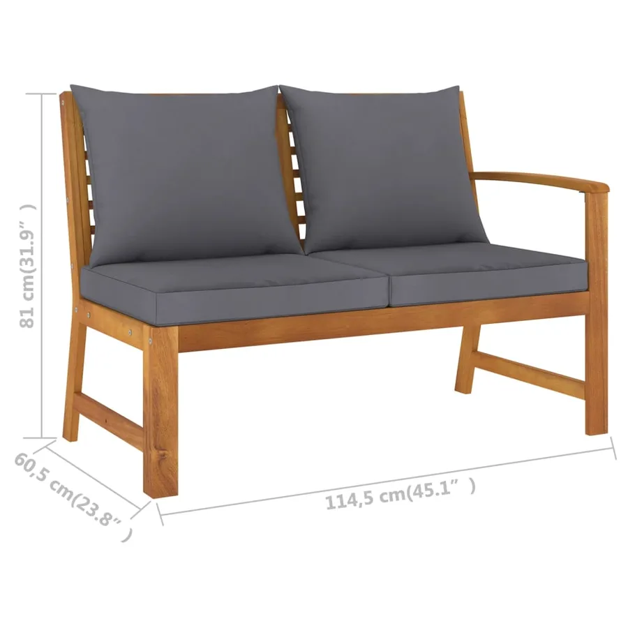 Salon de jardin 9 pcs avec coussin Bois d'acacia solide - 11