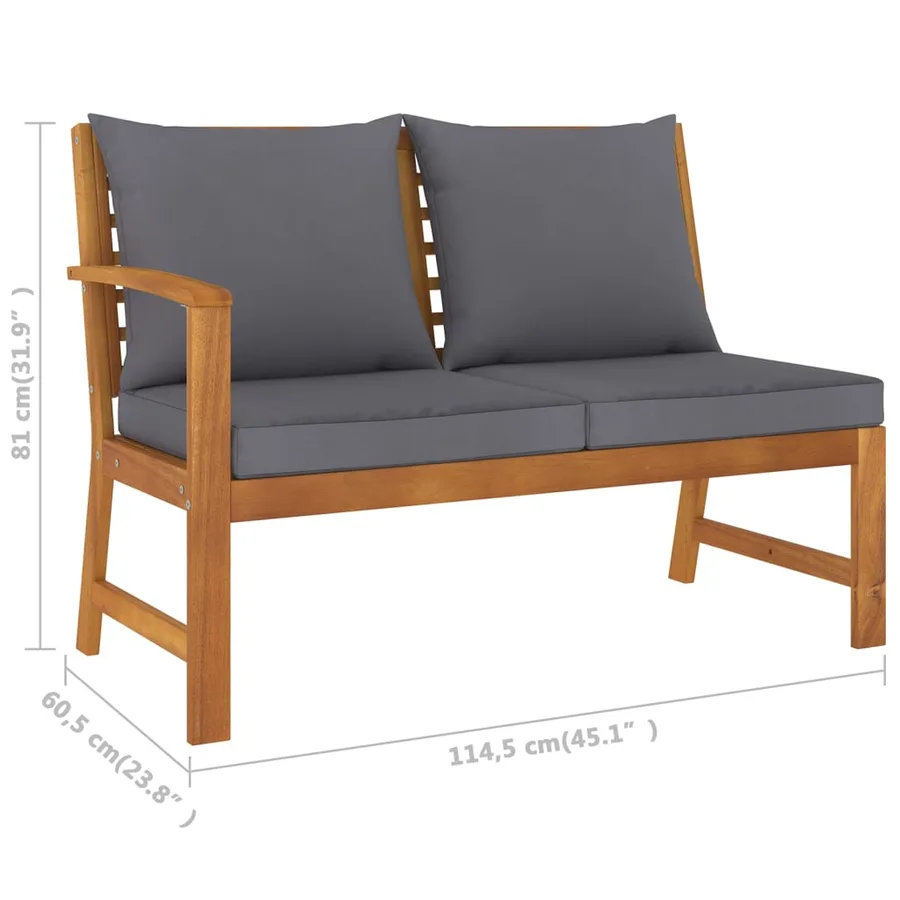 Salon de jardin 9 pcs avec coussin Bois d'acacia solide - 12