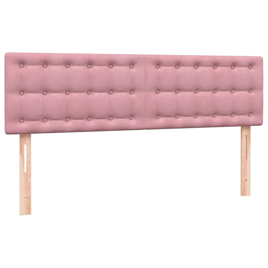 Sommier à lattes de lit avec matelas et LED rose 160x220 cm velours - 7