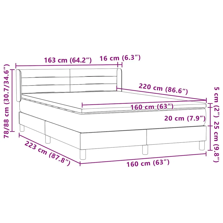 Sommier à lattes de lit et matelas gris clair 160x220cm velours - 12