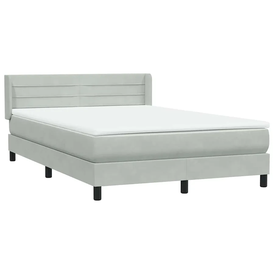 Sommier à lattes de lit et matelas gris clair 160x220cm velours - 4