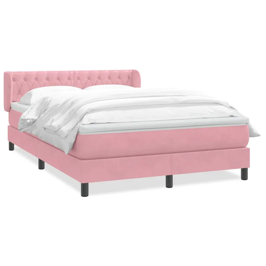 Sommier à lattes de lit avec matelas rose 140x220 cm velours - 2