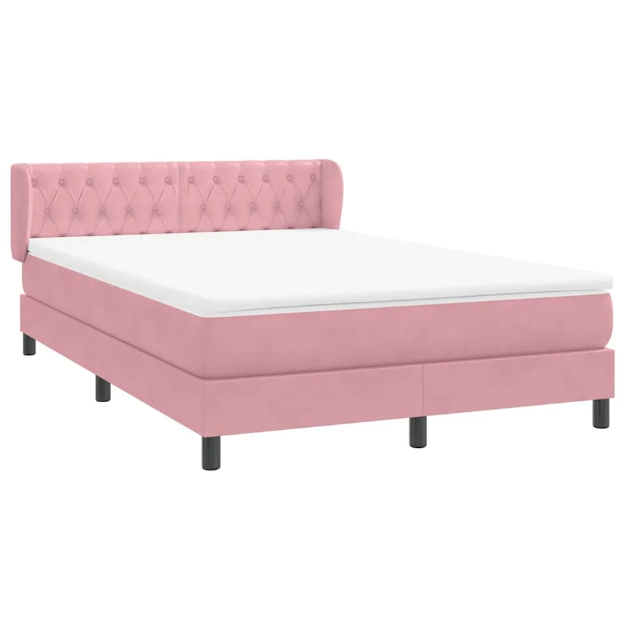 Sommier à lattes de lit avec matelas rose 140x220 cm velours - 4