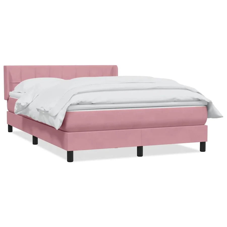 Sommier à lattes de lit avec matelas rose 140x220 cm velours - 2