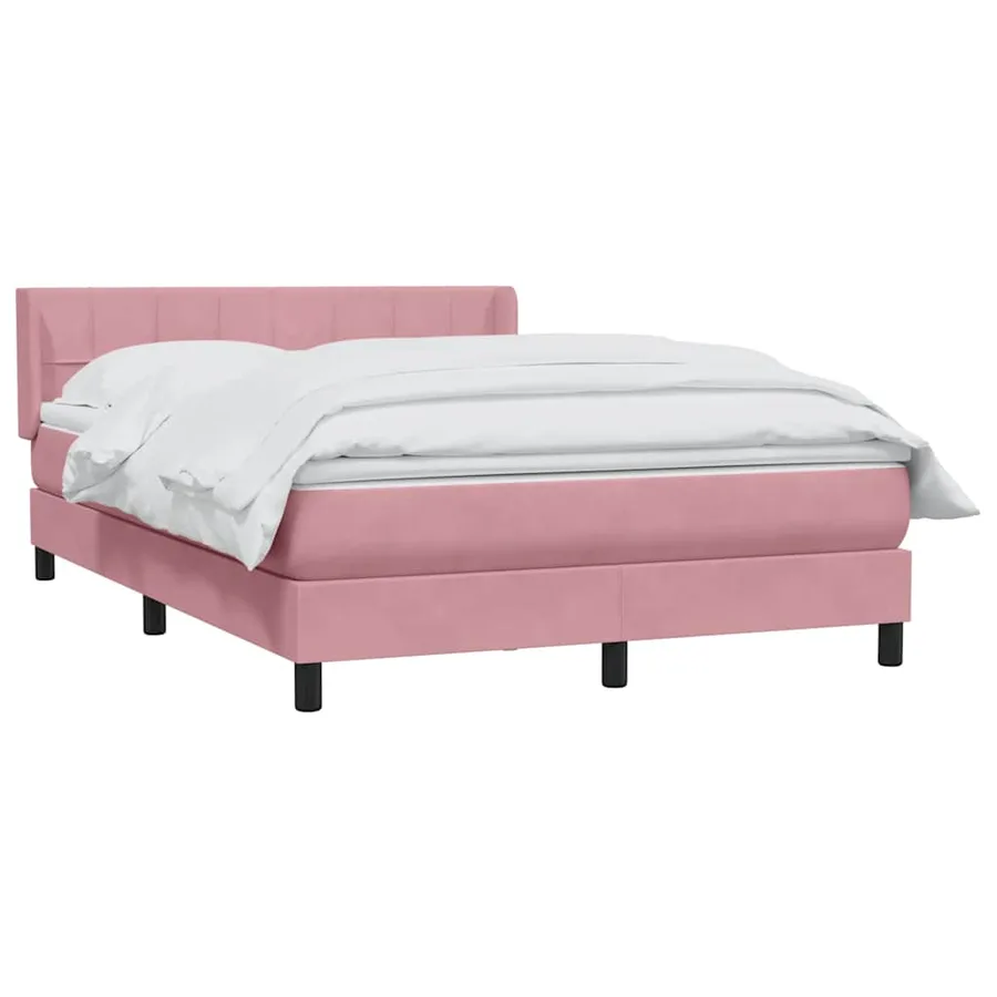 Sommier à lattes de lit avec matelas rose 140x220 cm velours - 3