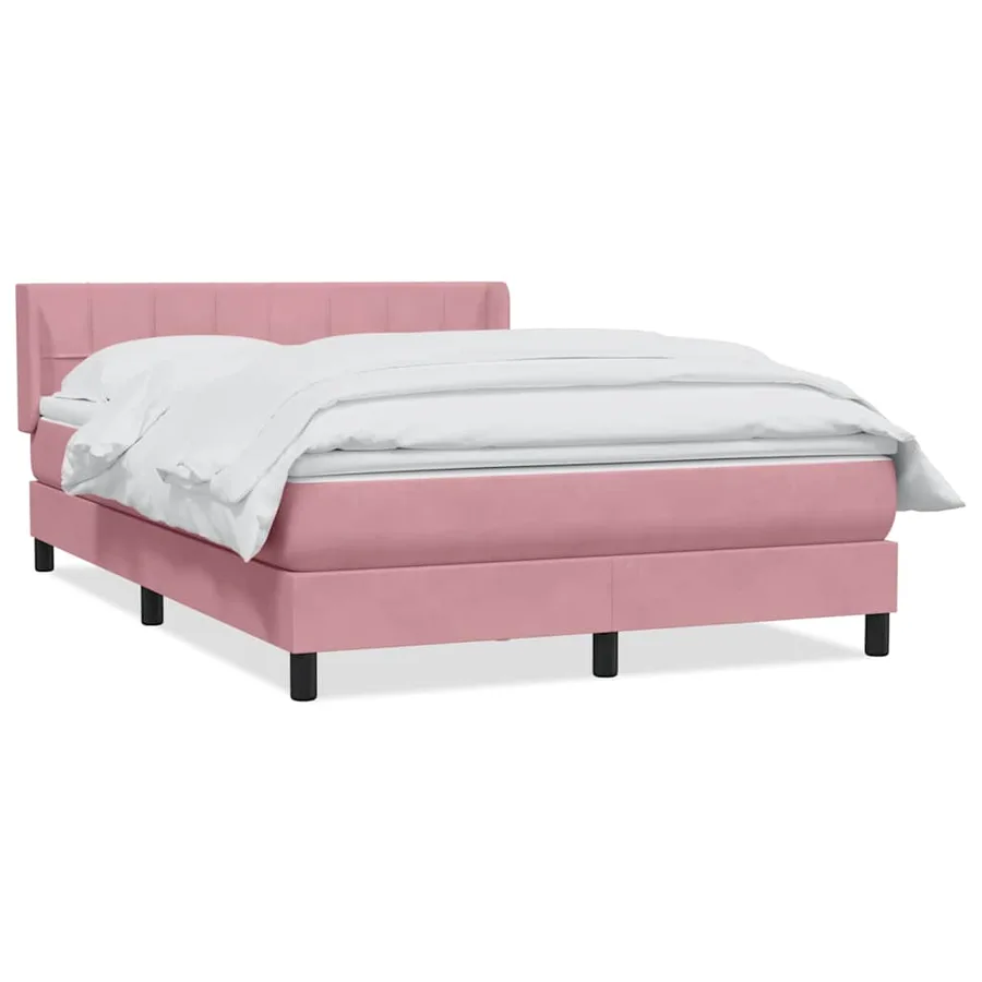Sommier à lattes de lit avec matelas rose 160x220 cm velours - 2