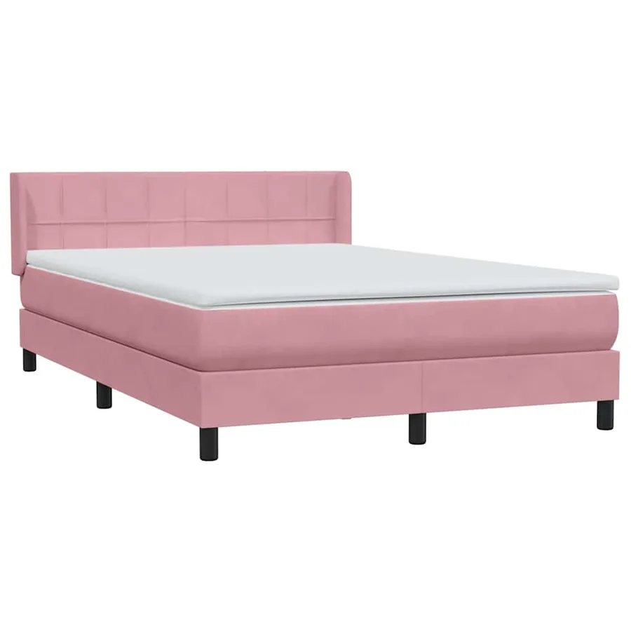 Sommier à lattes de lit avec matelas rose 160x220 cm velours - 4