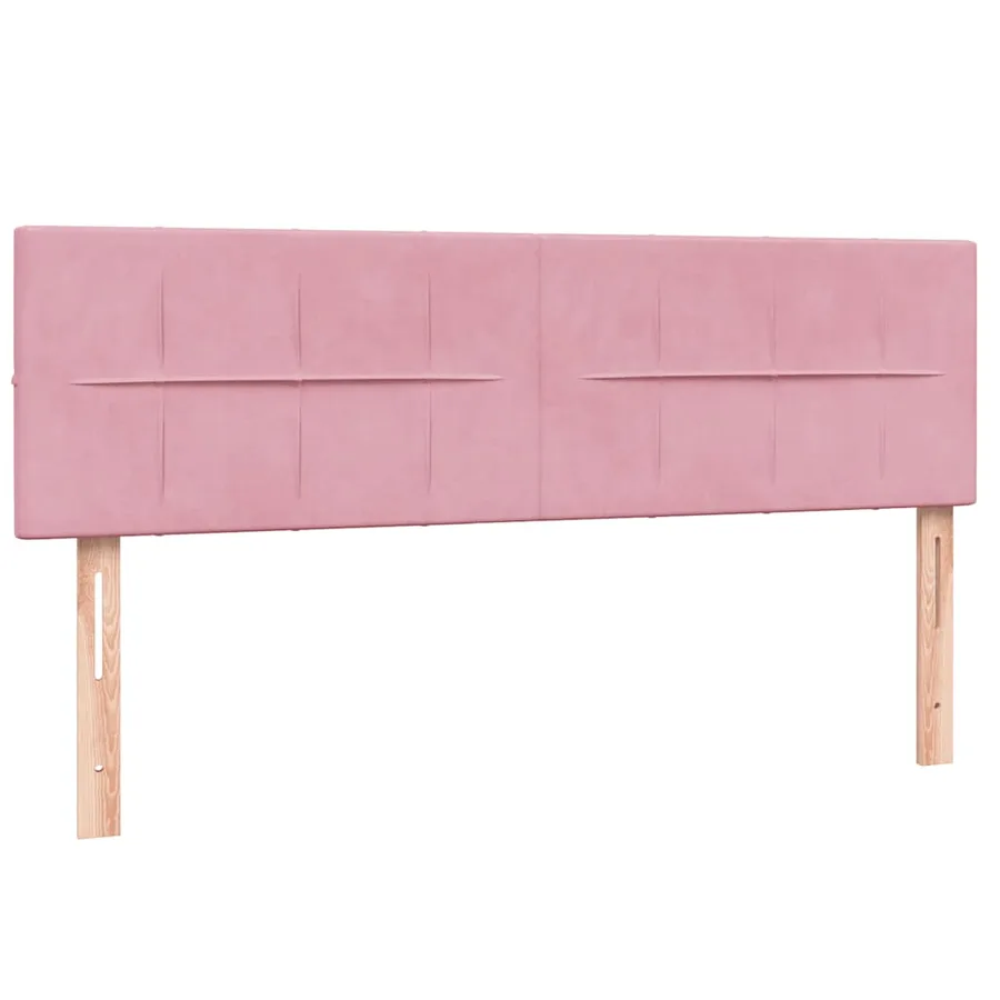 Sommier à lattes de lit avec matelas rose 160x220 cm velours - 7