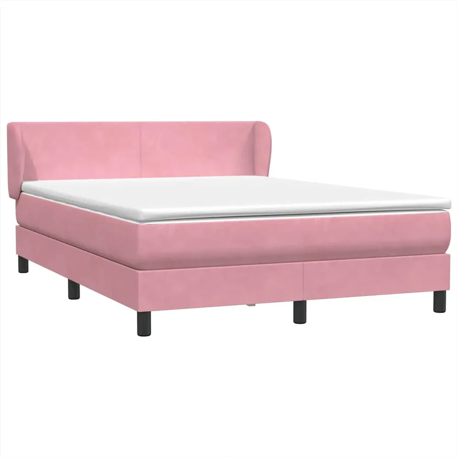 Sommier à lattes de lit avec matelas rose 160x220 cm velours - 2
