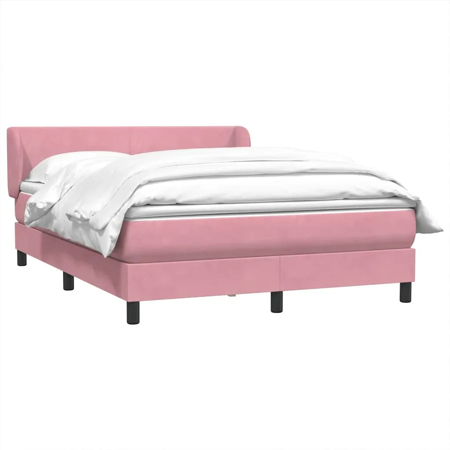 Sommier à lattes de lit avec matelas rose 160x220 cm velours - 4
