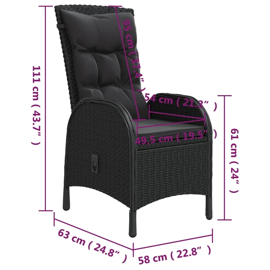 Ensemble de bistro de jardin 3 pcs Résine tressée Noir - 8