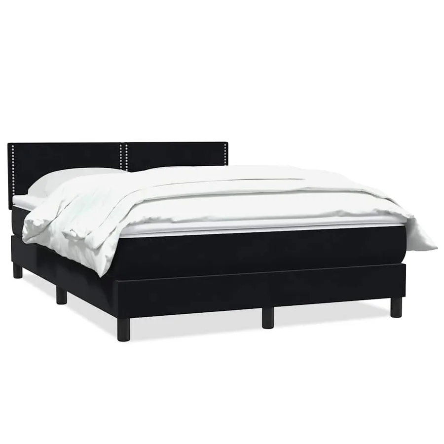 Sommier à lattes de lit avec matelas noir 140x220 cm velours - 2