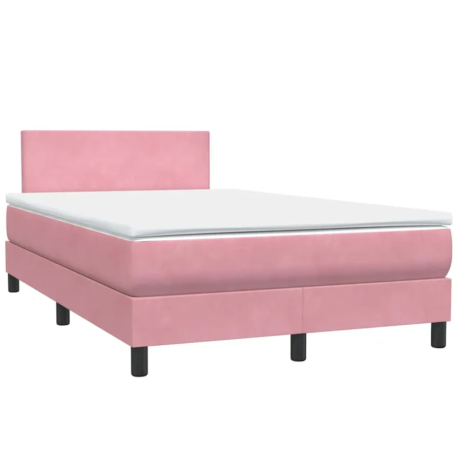 Sommier à lattes de lit avec matelas rose 120x220 cm velours - 4