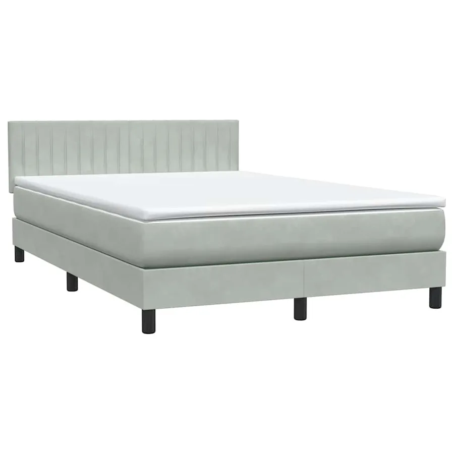 Sommier à lattes de lit et matelas et LED gris clair 160x220cm velours - 5