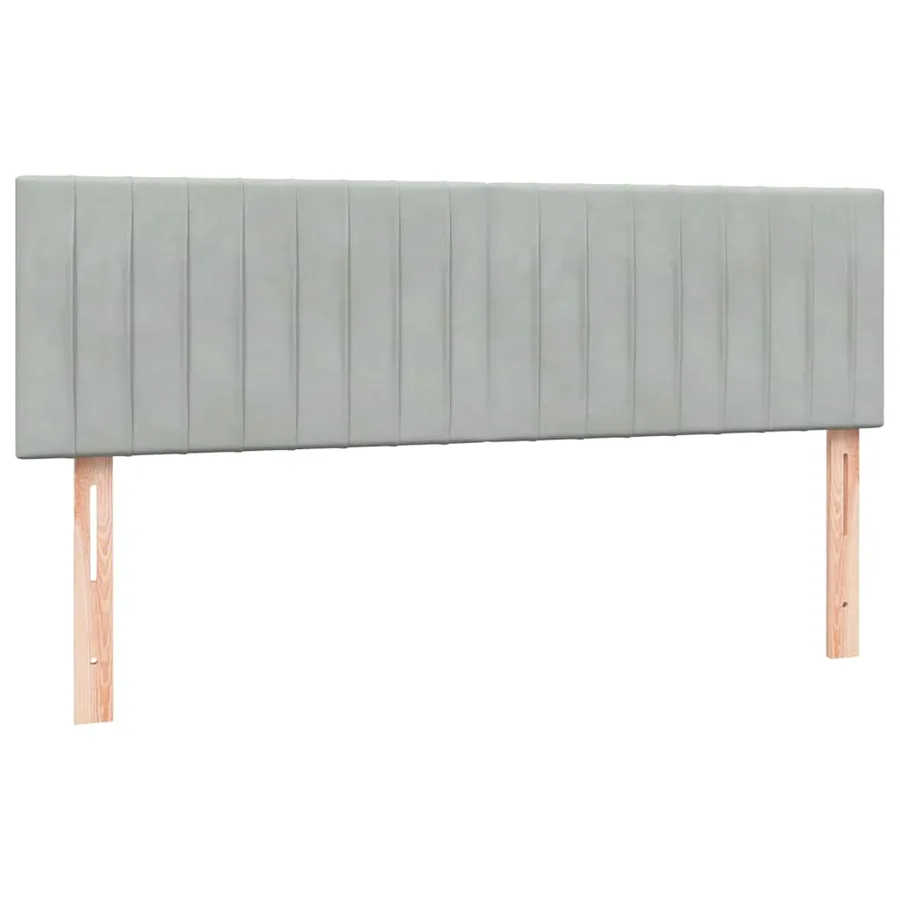 Sommier à lattes de lit et matelas et LED gris clair 160x220cm velours - 7