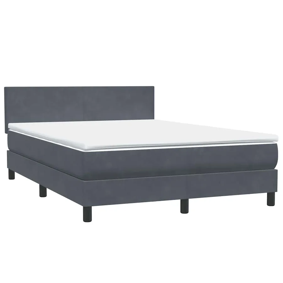 Sommier à lattes de lit et matelas gris foncé 160x220cm velours - 4