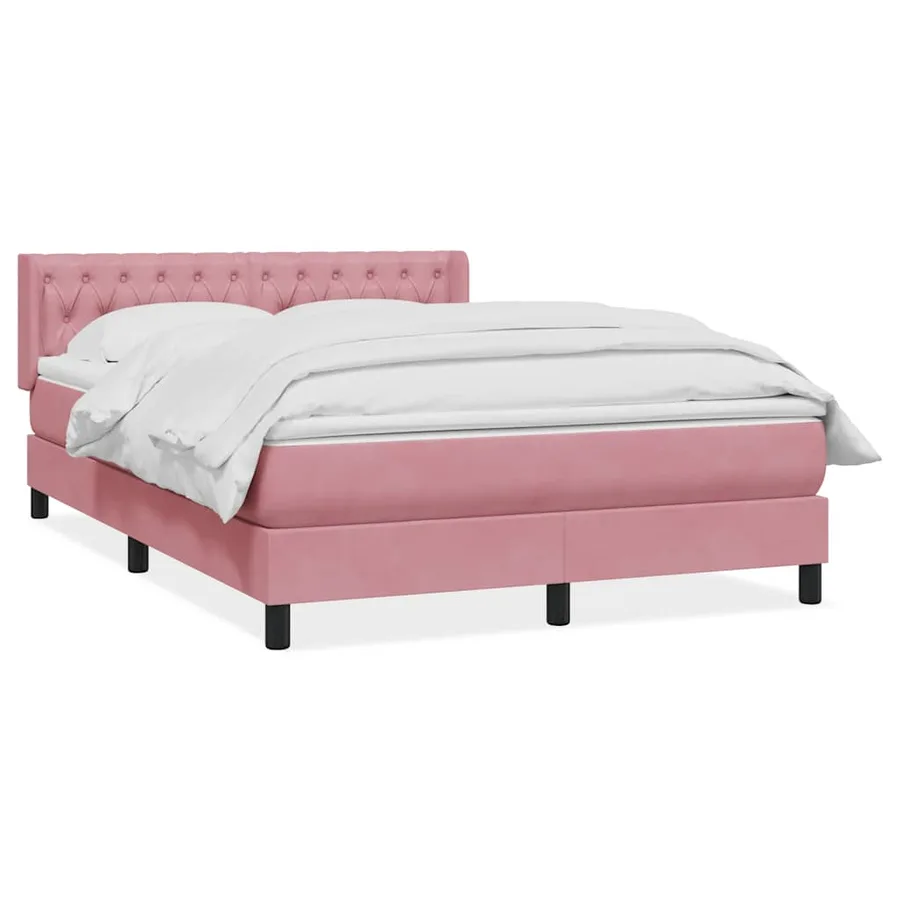 Sommier à lattes de lit avec matelas rose 160x220 cm velours - 2
