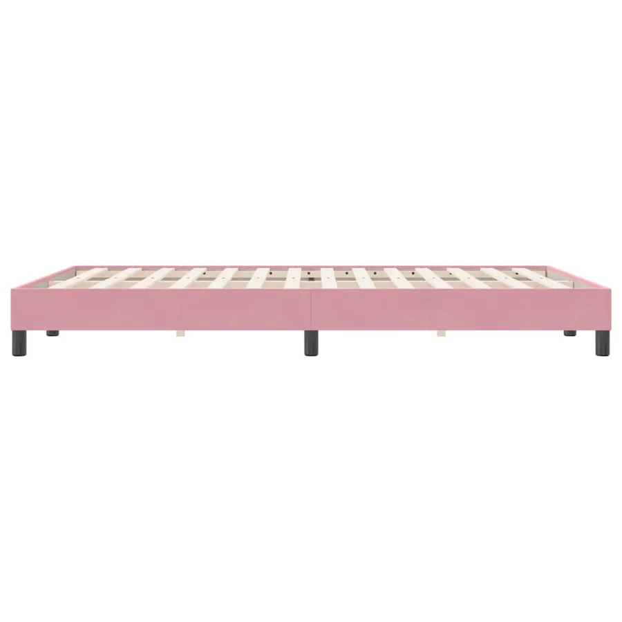 Sommier à lattes de lit sans matelas rose 160x220 cm velours - 6