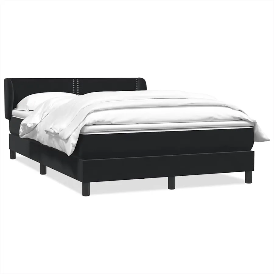 Sommier à lattes de lit avec matelas noir 140x220 cm velours - 2