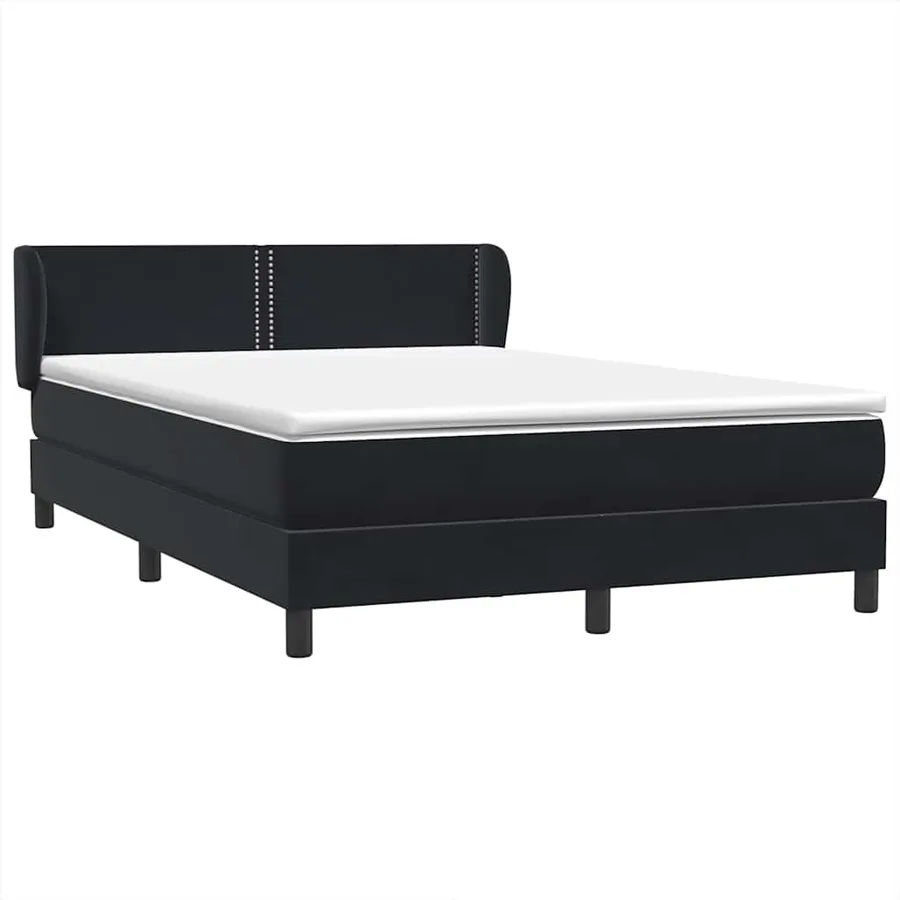 Sommier à lattes de lit avec matelas noir 140x220 cm velours - 4
