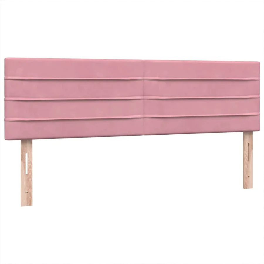 Sommier à lattes de lit avec matelas et LED rose 160x220 cm velours - 8