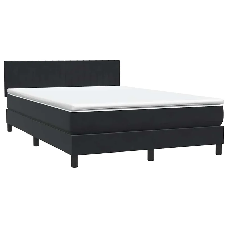 Sommier à lattes de lit avec matelas noir 140x220 cm velours - 2