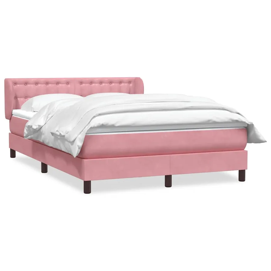 Sommier à lattes de lit avec matelas rose 160x220 cm velours - 2