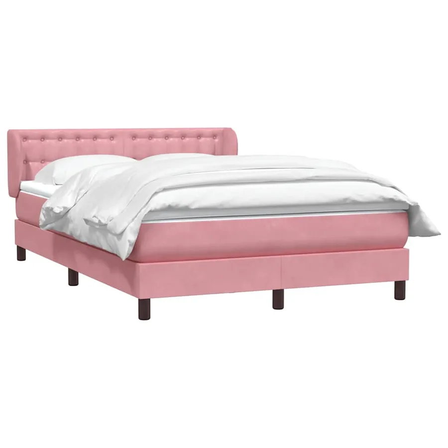 Sommier à lattes de lit avec matelas rose 160x220 cm velours - 3